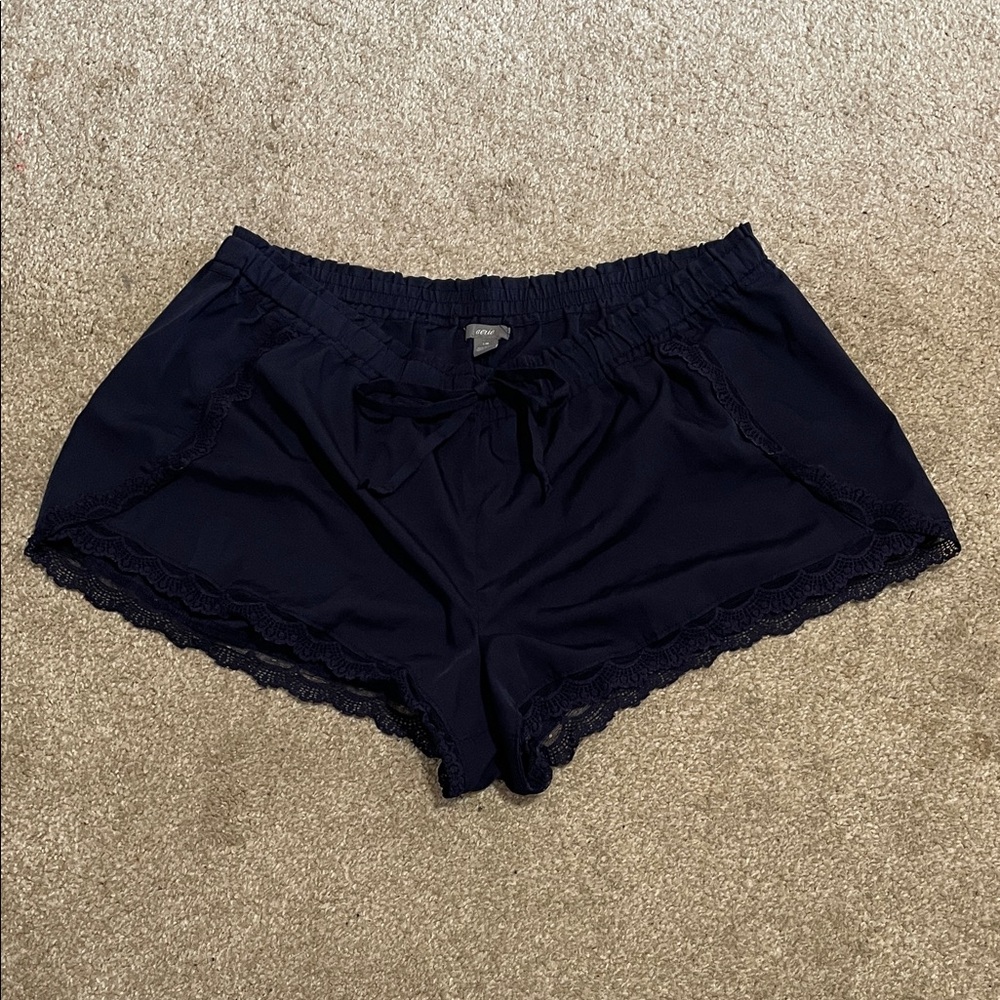 Aerie Women's Navy Lace-Trim Sleep Shorts